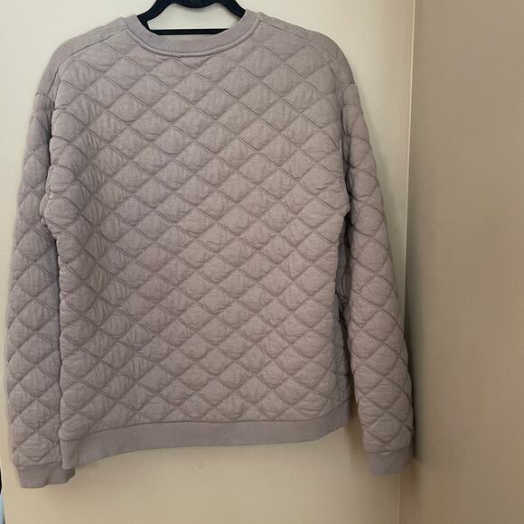 Zara Quilted Sweatshirt Womens Large Brown Crewneck Long Sleeve Pullover - Picture 2 of 8